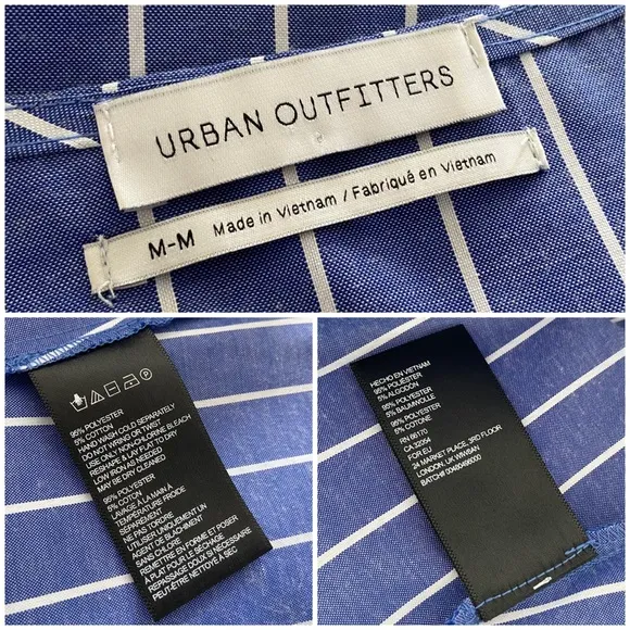⛴ Urban Outfitters, Pinstriped Chambray Plunging Button-Front Sleeveless Dress