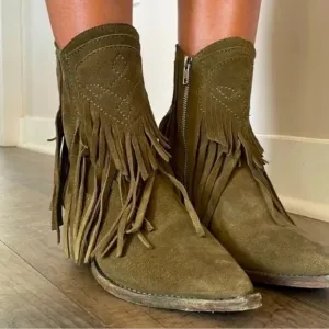 #116. NWOT my offer is Firm! Free People Lawless Suede Fringe Boots