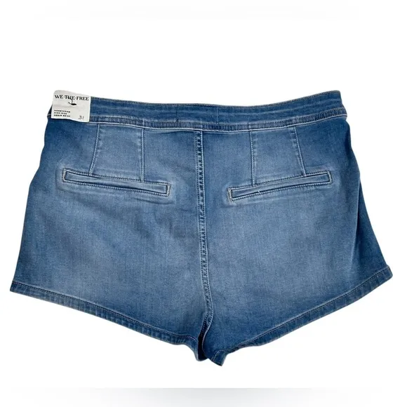 #12 NWT Free People Honeycomb Denim Micro Shorts in Ripple Reflect