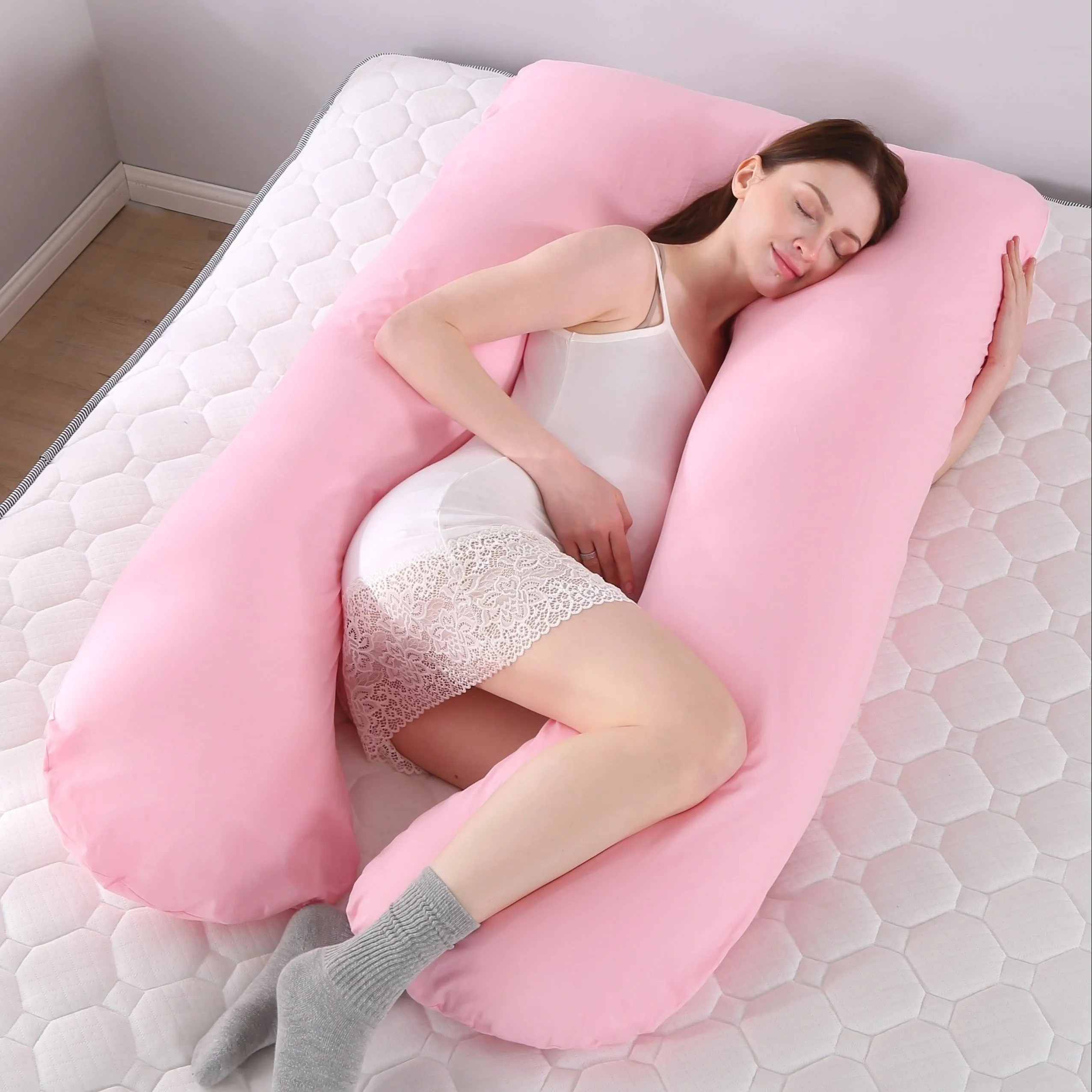 1pc Cotton Maternity Pillow, Removable And Washable U-shaped Pillow, Large Cushion Waist Pillow, Mommy Pillow, Cotton Made