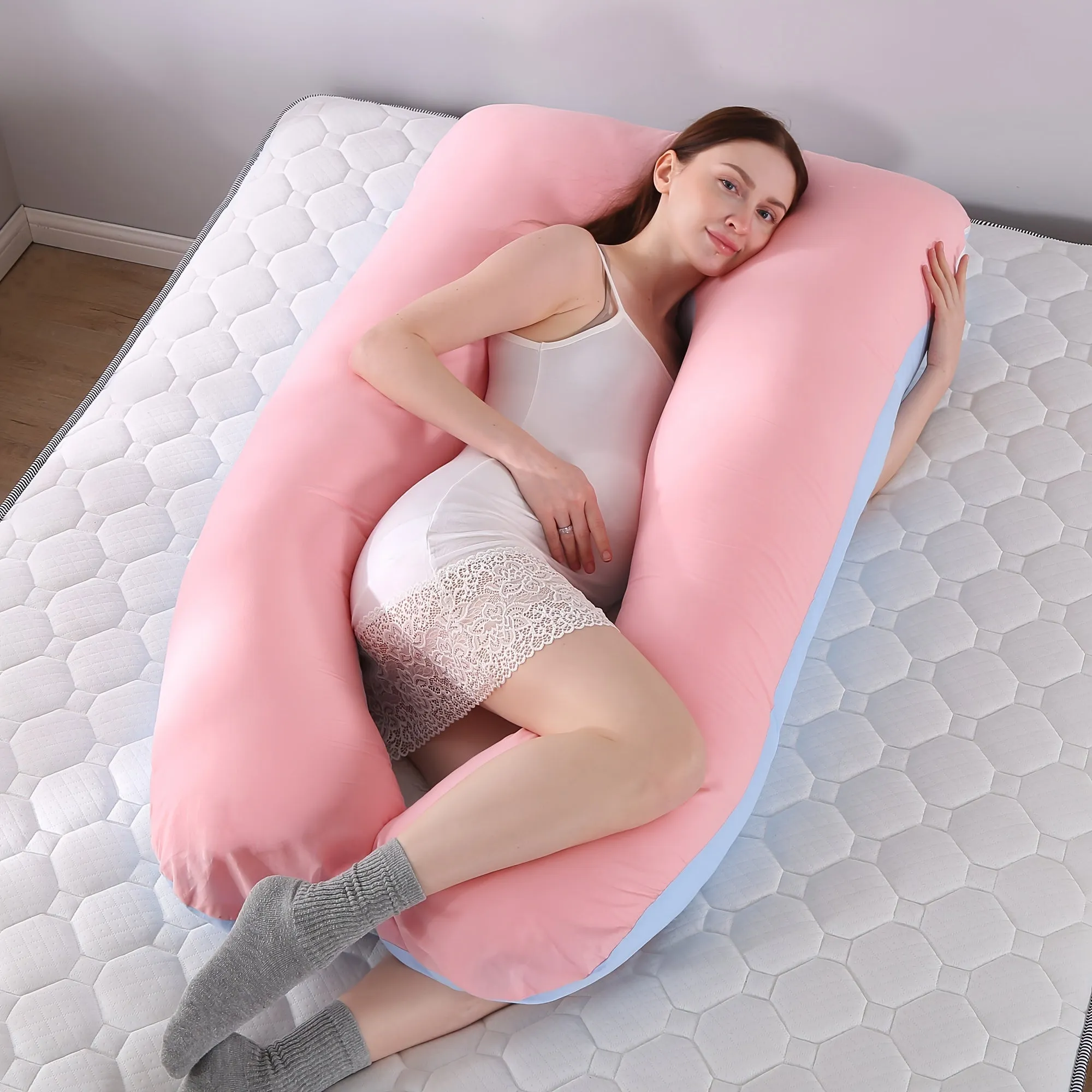 1pc Cotton Maternity Pillow, Removable And Washable U-shaped Pillow, Large Cushion Waist Pillow, Mommy Pillow, Cotton Made
