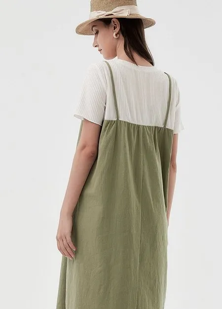 241013G4 Buttoned Short Sleeve Maternity & Nursing Dress