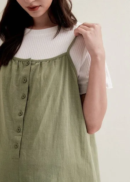 241013G4 Buttoned Short Sleeve Maternity & Nursing Dress