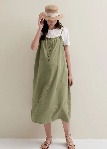 241013G4 Buttoned Short Sleeve Maternity & Nursing Dress