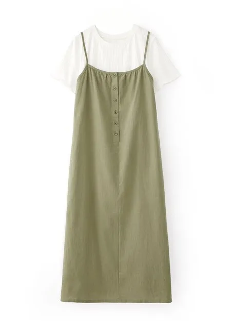 241013G4 Buttoned Short Sleeve Maternity & Nursing Dress