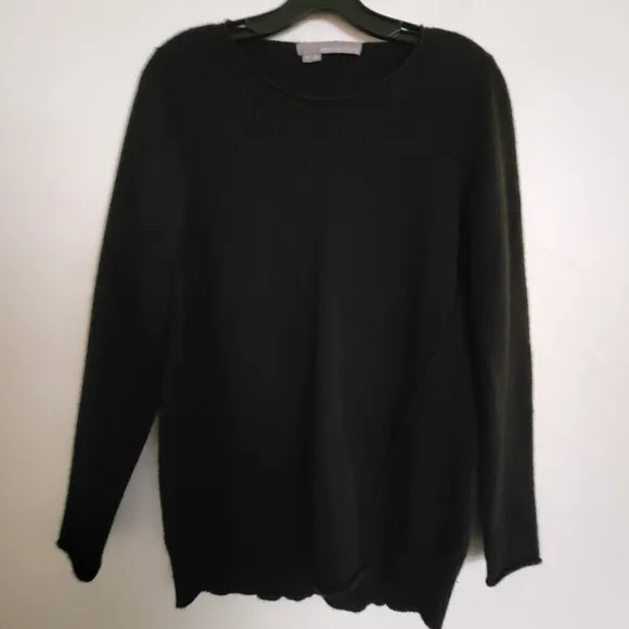 360 Cashmere 100% Cashmere Raw Hem Long Sleeve Pullover Sweater Size Small