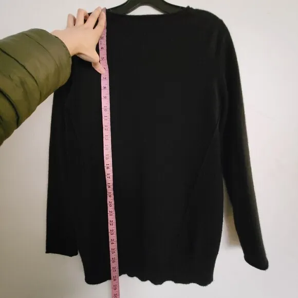 360 Cashmere 100% Cashmere Raw Hem Long Sleeve Pullover Sweater Size Small