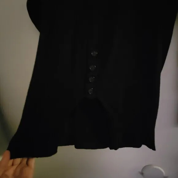 360 Cashmere Black Silk Cashmere Button Front Long Sleeve Cardigan Sweater Sz XS