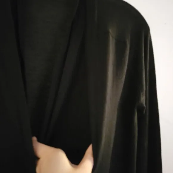 360 Cashmere Black Silk Cashmere Button Front Long Sleeve Cardigan Sweater Sz XS