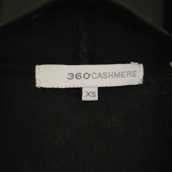 360 Cashmere Black Silk Cashmere Button Front Long Sleeve Cardigan Sweater Sz XS