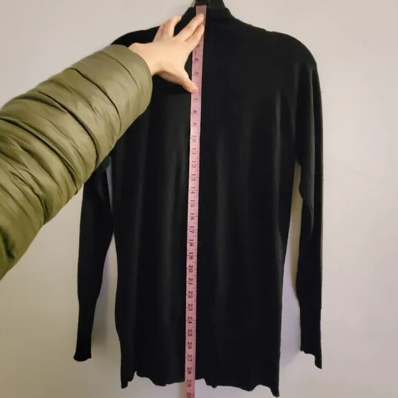 360 Cashmere Black Silk Cashmere Button Front Long Sleeve Cardigan Sweater Sz XS