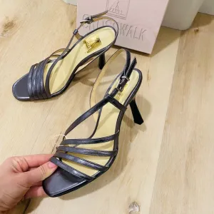 397 Crosswalk Metallic Gray Strappy Kitten Heel Shoes for Formal Occasions