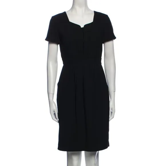 4. Rickie Freeman Teri Jon Square Neckline Mini Dress Black Sheath Sz 8 Elegant