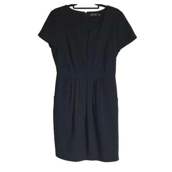 4. Rickie Freeman Teri Jon Square Neckline Mini Dress Black Sheath Sz 8 Elegant
