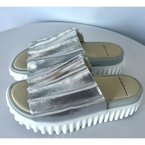 4ccccees wafo pleat‎ sandal €265 metallic silver New 41