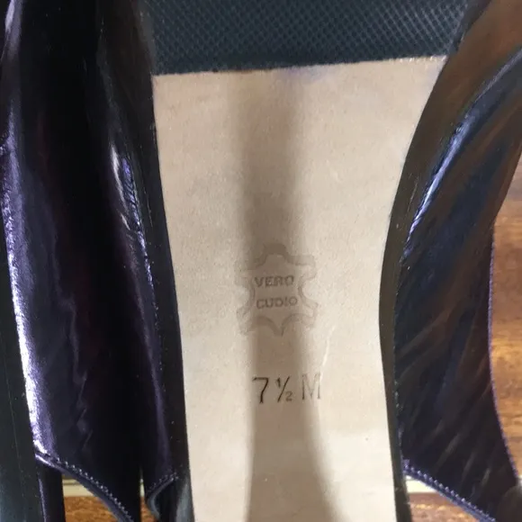 7.5 Donald J. Pliner Floral purple fuchsia copper metallic heels