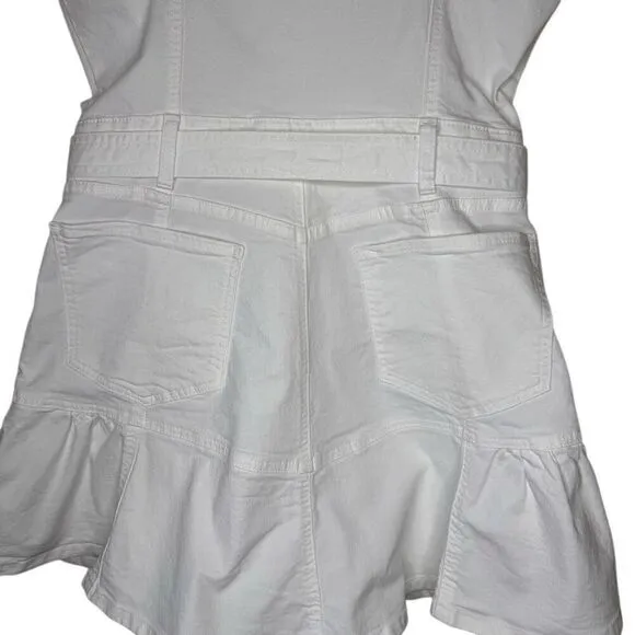 7 For All Mankind Wht Denim Flounce Hem Mini Drs Sz M Coquette, Coastal Cowgirl