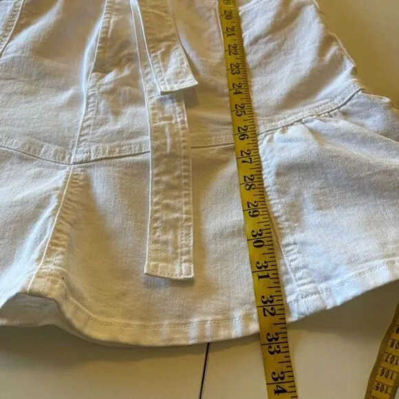 7 For All Mankind Wht Denim Flounce Hem Mini Drs Sz M Coquette, Coastal Cowgirl