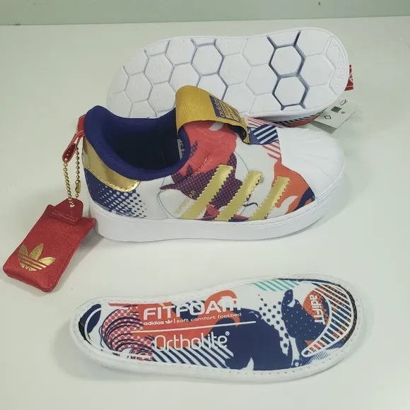 8K Adidas Superstar 360 GZ7348 Unisex Kids Toddler Multi Slip On Shoes Sneakers