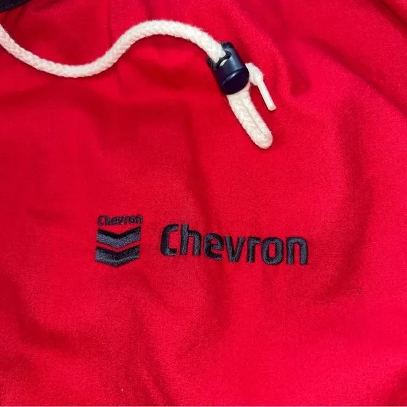 90s red blue CHEVRON boat RACING coat HOODED Nautical JACKET cotton nylon men 2X