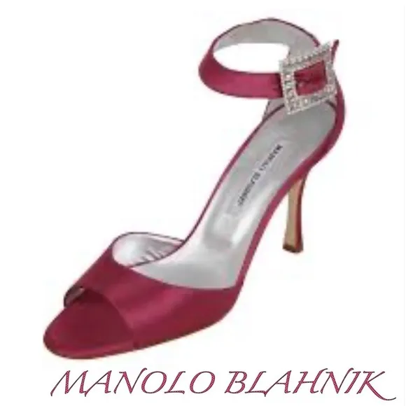 $925 MANOLO BLAHNIK PINK DRIBBIN JEWELED CRYSTAL SATIN SANDALS Sz 36 US 6 SHOES