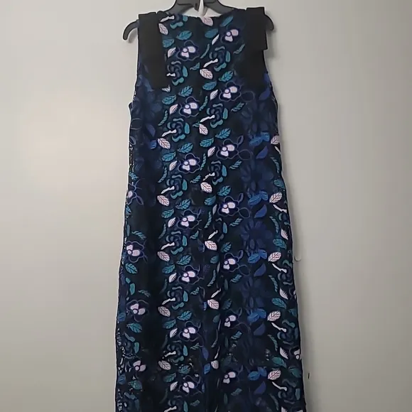 Abbey GlassMichelle Floral Lace High Boat Neck Bow Shoulder Sleeveless Shift Gow