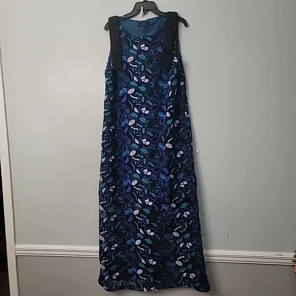 Abbey GlassMichelle Floral Lace High Boat Neck Bow Shoulder Sleeveless Shift Gow