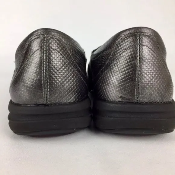 Abeo Womens Ciji Pewter Gray Leather Mary Jane Loafers Flat Comfort Shoes sz 10