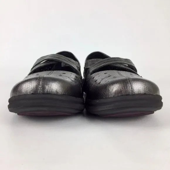 Abeo Womens Ciji Pewter Gray Leather Mary Jane Loafers Flat Comfort Shoes sz 10