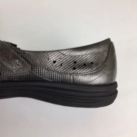 Abeo Womens Ciji Pewter Gray Leather Mary Jane Loafers Flat Comfort Shoes sz 10