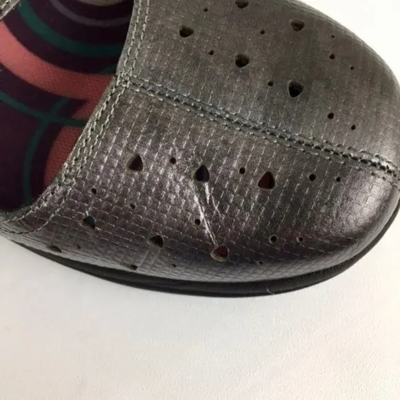 Abeo Womens Ciji Pewter Gray Leather Mary Jane Loafers Flat Comfort Shoes sz 10