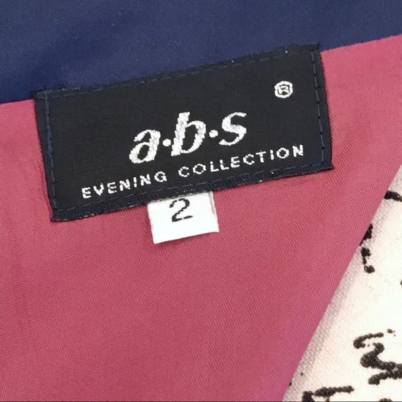 ABS Evening Collection Navy Blue Belted Boat Neck Dress
