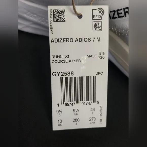 Adidas Adizero Adios 7 Running Shoes / Sneakers White / Ivory GY2588 Men' 10 🔥