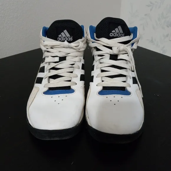 Adidas Cloudfoam 7.5 Mens Mid Top Sneakers Shoes in Black on White
