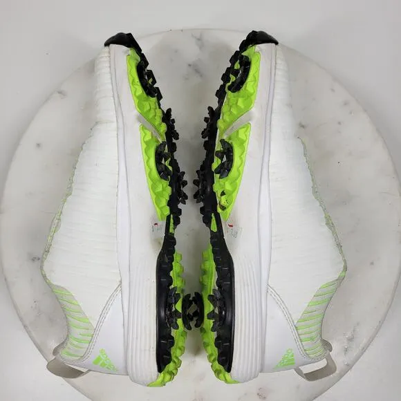 Adidas Golf Shoes Youth 4.5 White Green BOA Lace Spikes Bounce Athletic Footwear