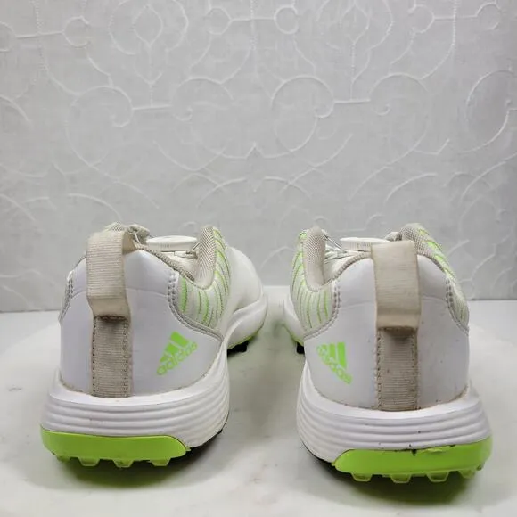 Adidas Golf Shoes Youth 4.5 White Green BOA Lace Spikes Bounce Athletic Footwear