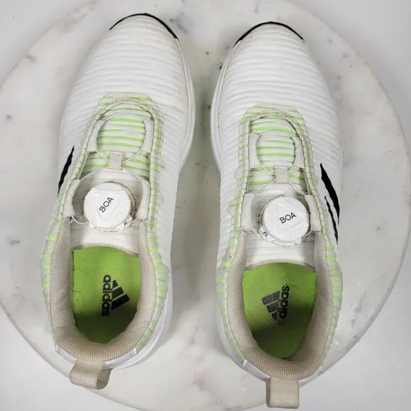Adidas Golf Shoes Youth 4.5 White Green BOA Lace Spikes Bounce Athletic Footwear