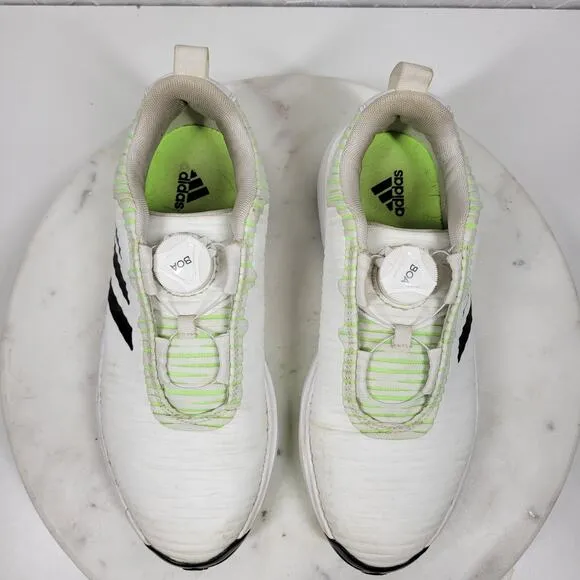 Adidas Golf Shoes Youth 4.5 White Green BOA Lace Spikes Bounce Athletic Footwear