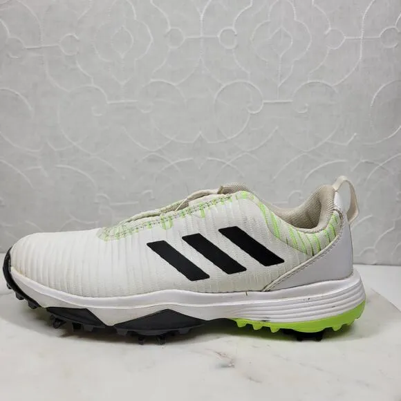 Adidas Golf Shoes Youth 4.5 White Green BOA Lace Spikes Bounce Athletic Footwear