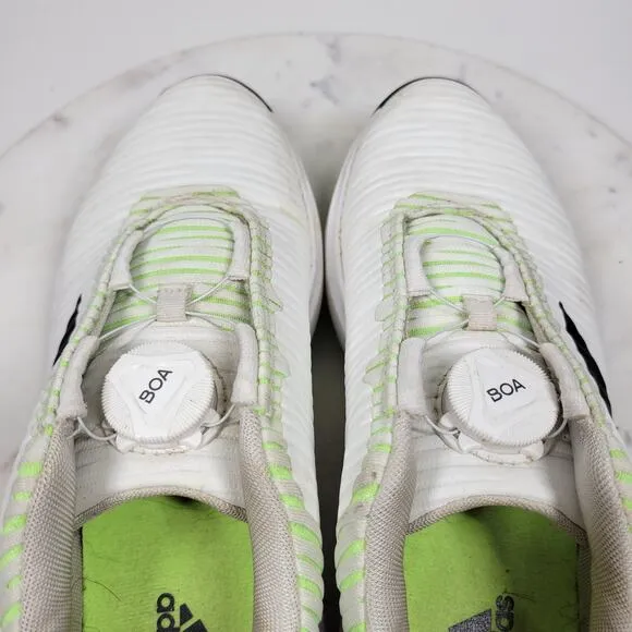 Adidas Golf Shoes Youth 4.5 White Green BOA Lace Spikes Bounce Athletic Footwear