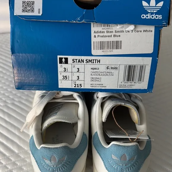 Adidas Kids Stan Smith Shoes - White and Blue