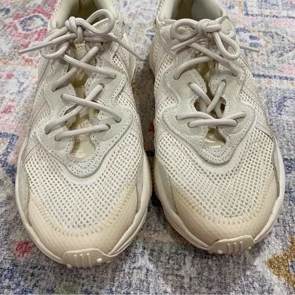 Adidas Originals Womens 8 Ozweego Leather Mesh Beige Tan Sneakers Trainers Shoes