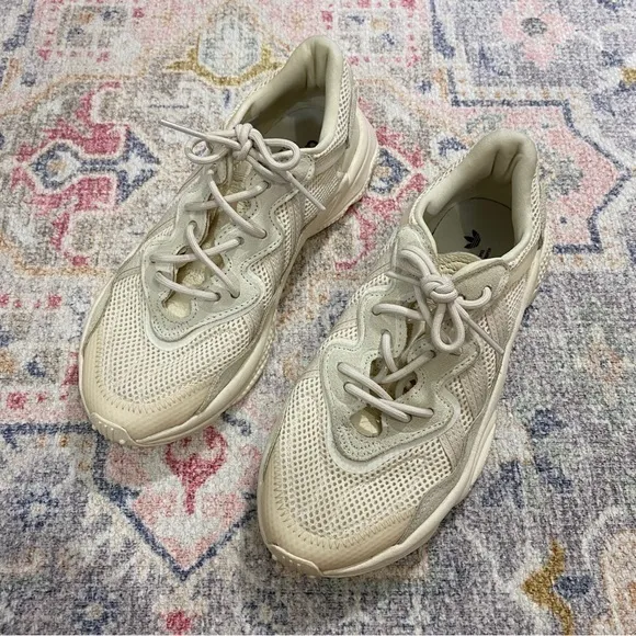 Adidas Originals Womens 8 Ozweego Leather Mesh Beige Tan Sneakers Trainers Shoes