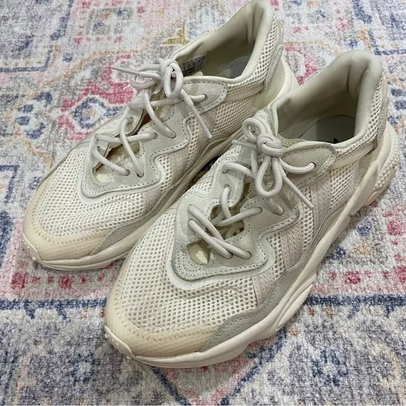 Adidas Originals Womens 8 Ozweego Leather Mesh Beige Tan Sneakers Trainers Shoes
