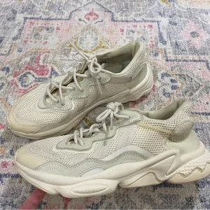 Adidas Originals Womens 8 Ozweego Leather Mesh Beige Tan Sneakers Trainers Shoes