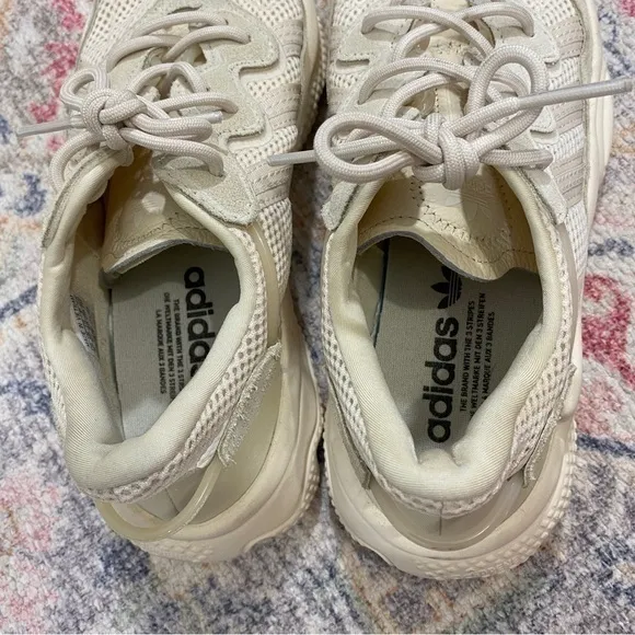 Adidas Originals Womens 8 Ozweego Leather Mesh Beige Tan Sneakers Trainers Shoes
