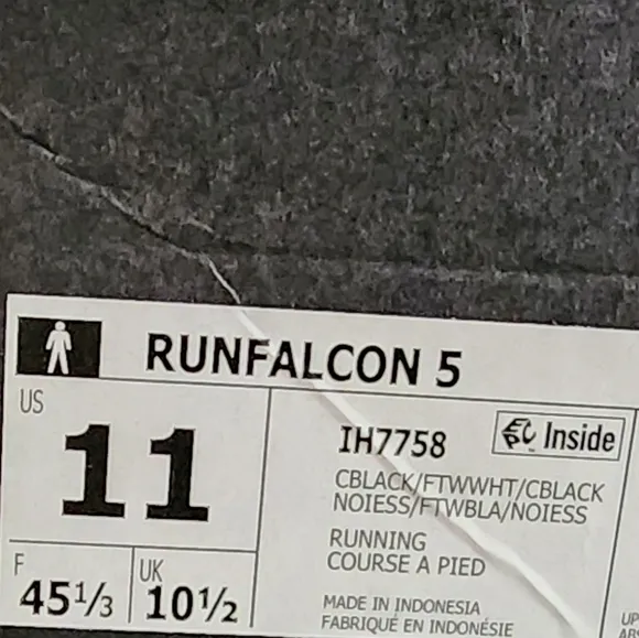 adidas Runfalcon 5 Men's Running Shoes Size 11 Black White