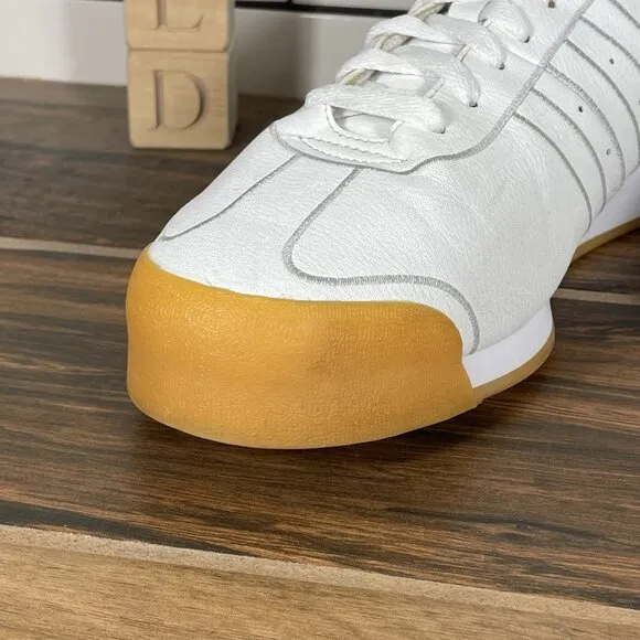 adidas Samoa Mens Size 11.5 Shoes White Leather Gum Sole Low Trainers Sneakers