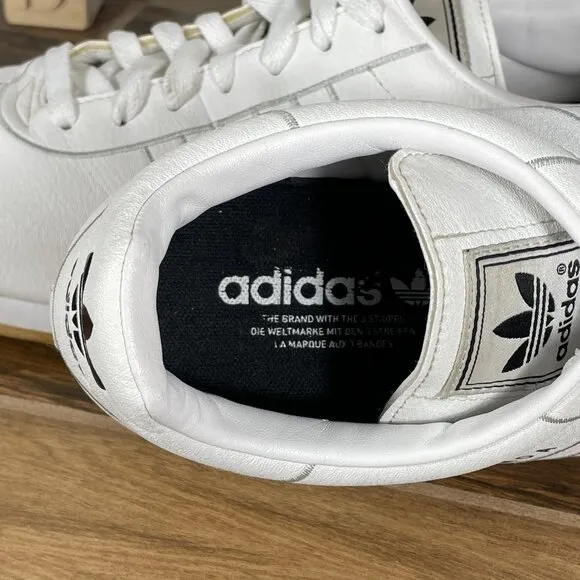 adidas Samoa Mens Size 11.5 Shoes White Leather Gum Sole Low Trainers Sneakers