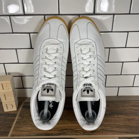 adidas Samoa Mens Size 11.5 Shoes White Leather Gum Sole Low Trainers Sneakers